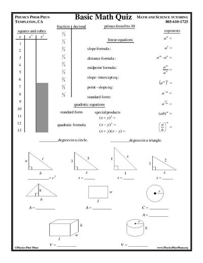 Basic Math Quiz